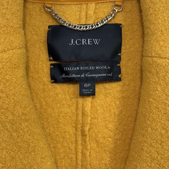 J.Crew Coat Women 6P Mustard Yellow Topcoat Daphne Petite Italian Boiled Wool - Picture 3 of 14